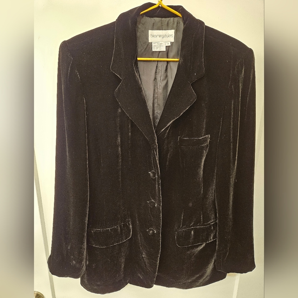 Vintage - Velvet Bloomingdales Black Evening Dress Blazer/Jacket - Size 14